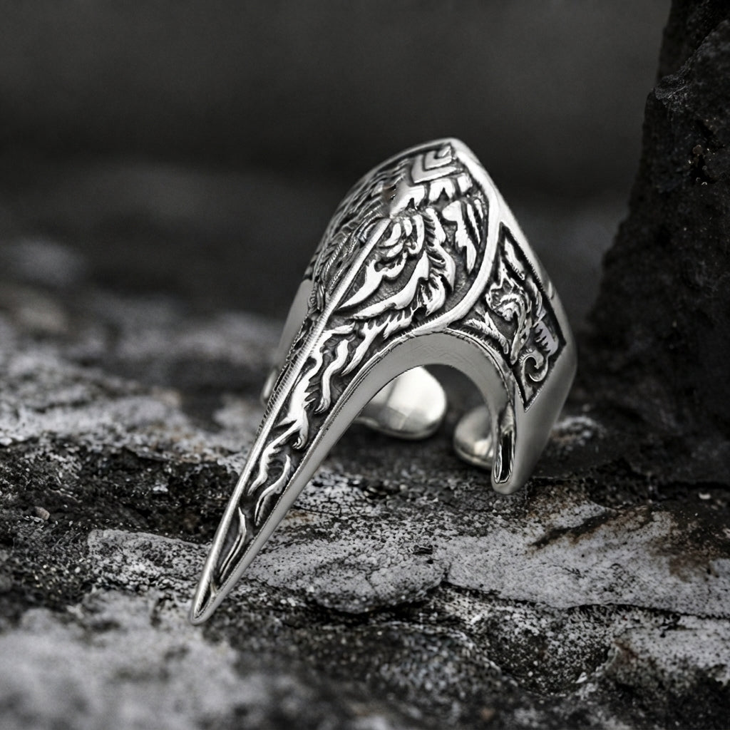 Raven Skull Beak Ring