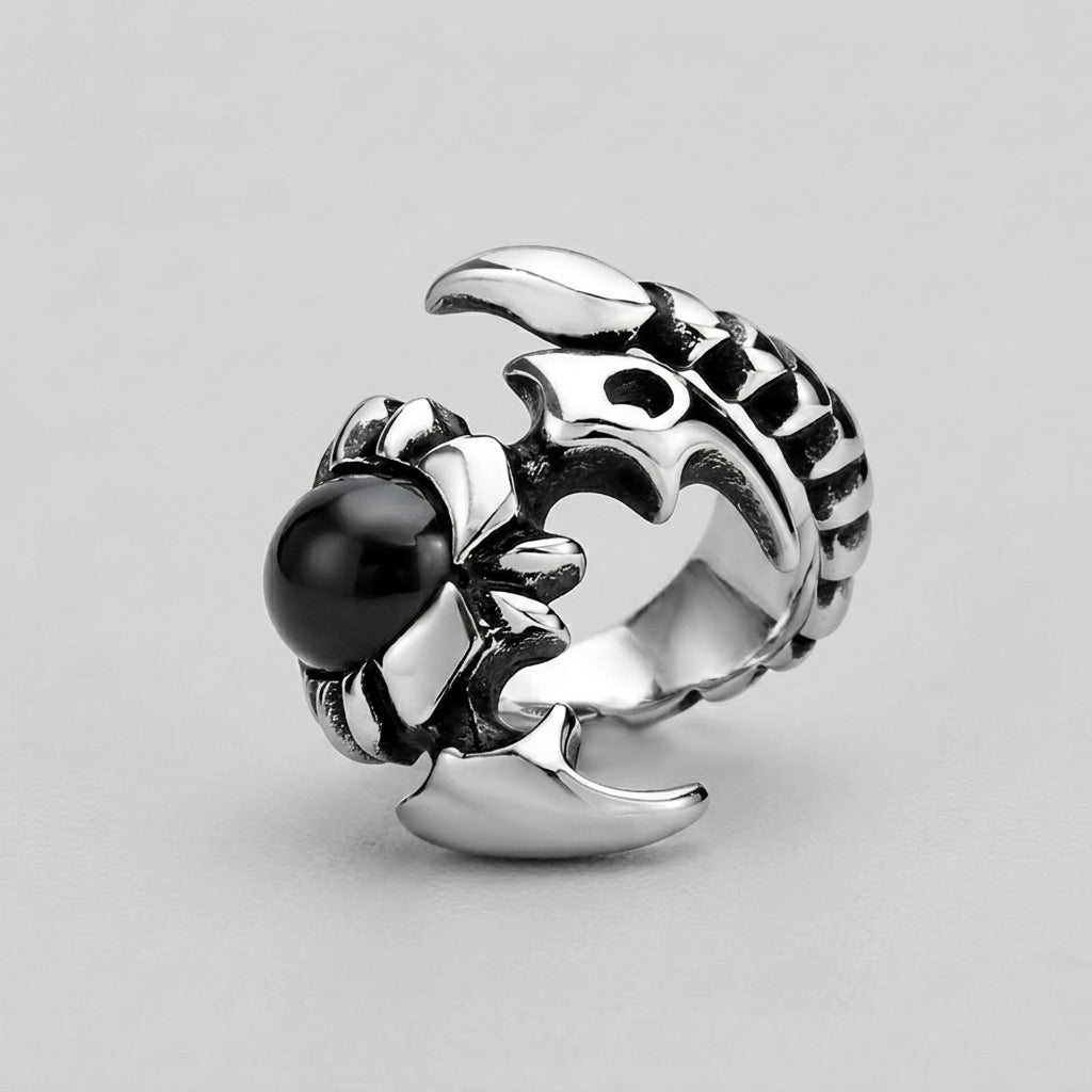 Dragon Claw Ring with Black Onyx Orb