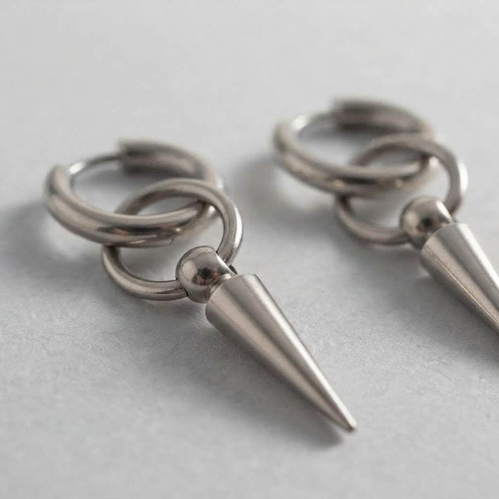Interlocking Ring Spike Earrings