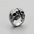 Cracked Skull Dome Ring — Gothic Sterling