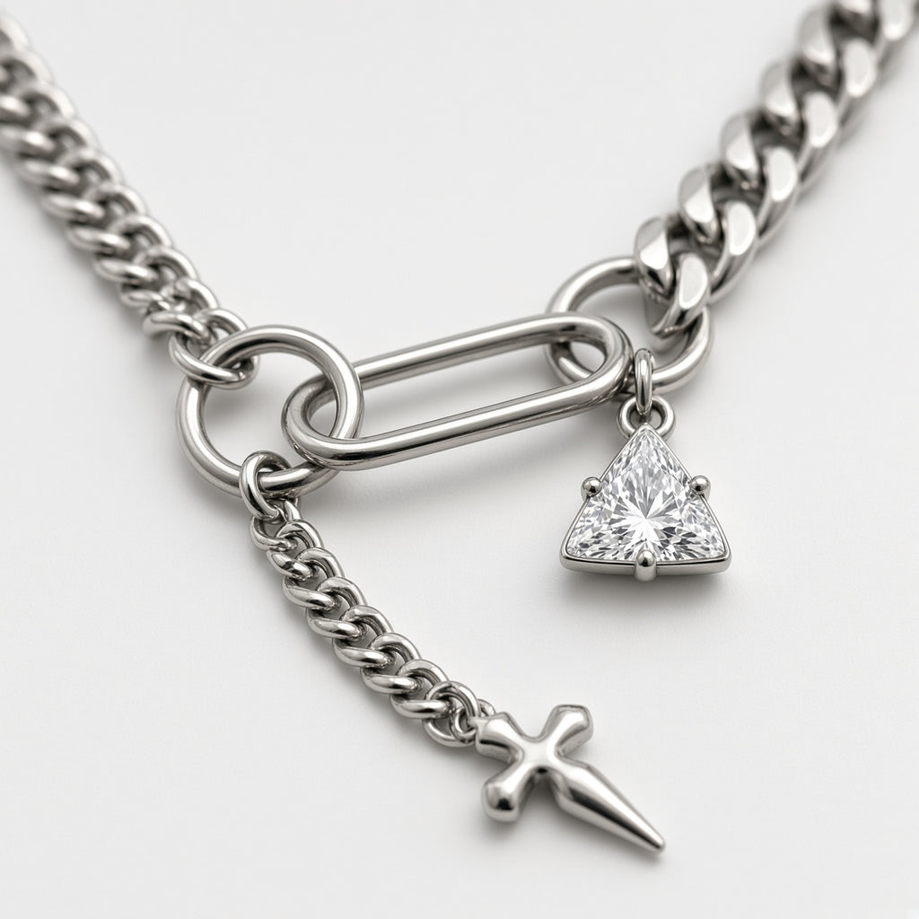 Ram Skull Dagger O-Ring Lariat Chain Necklace