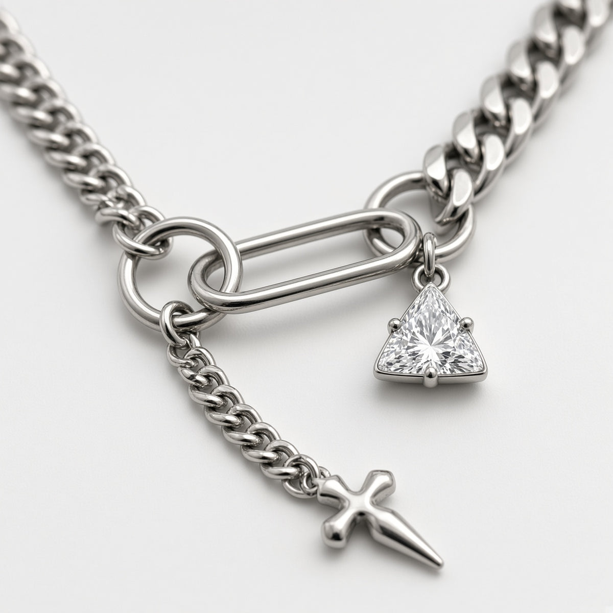 Ram Skull Dagger O-Ring Lariat Chain Necklace