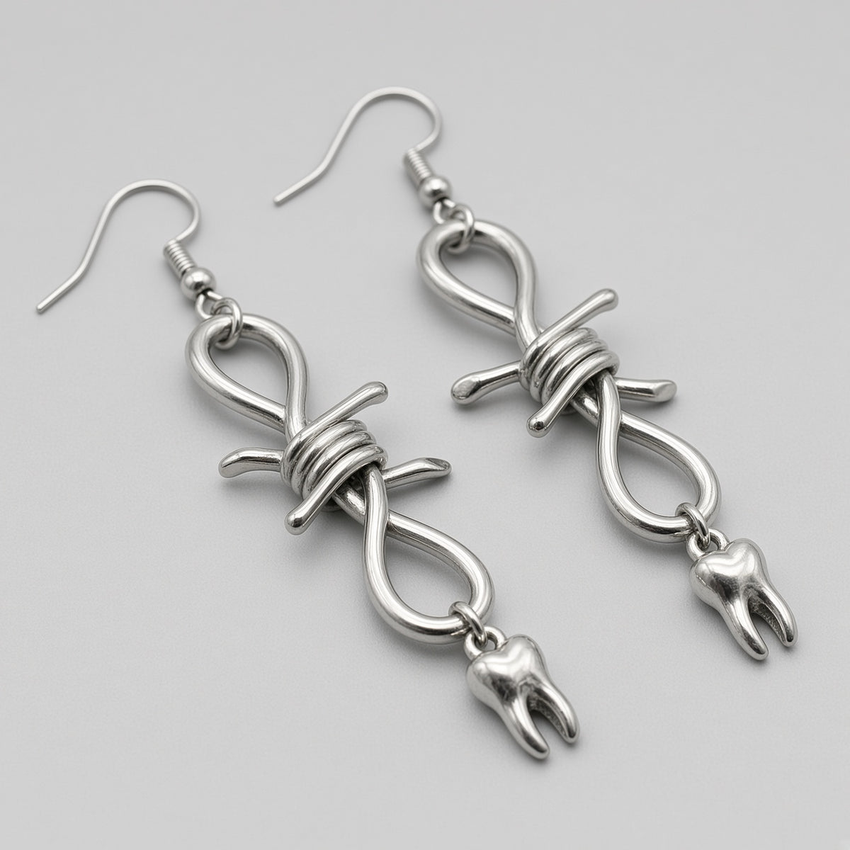 Barbed Wire Molar Tooth Drop Earrings