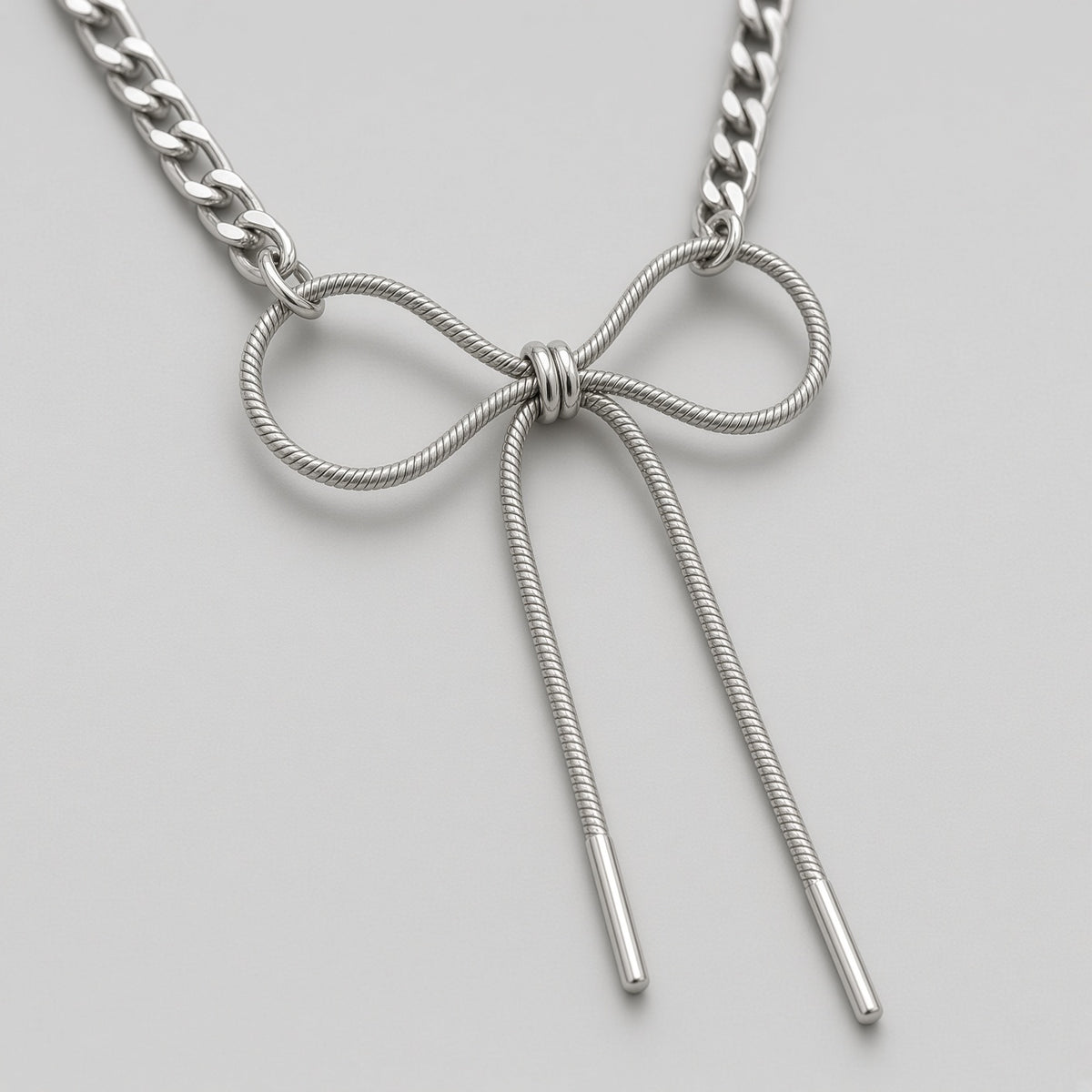 Figaro Chain Snake Bow Lariat Necklace