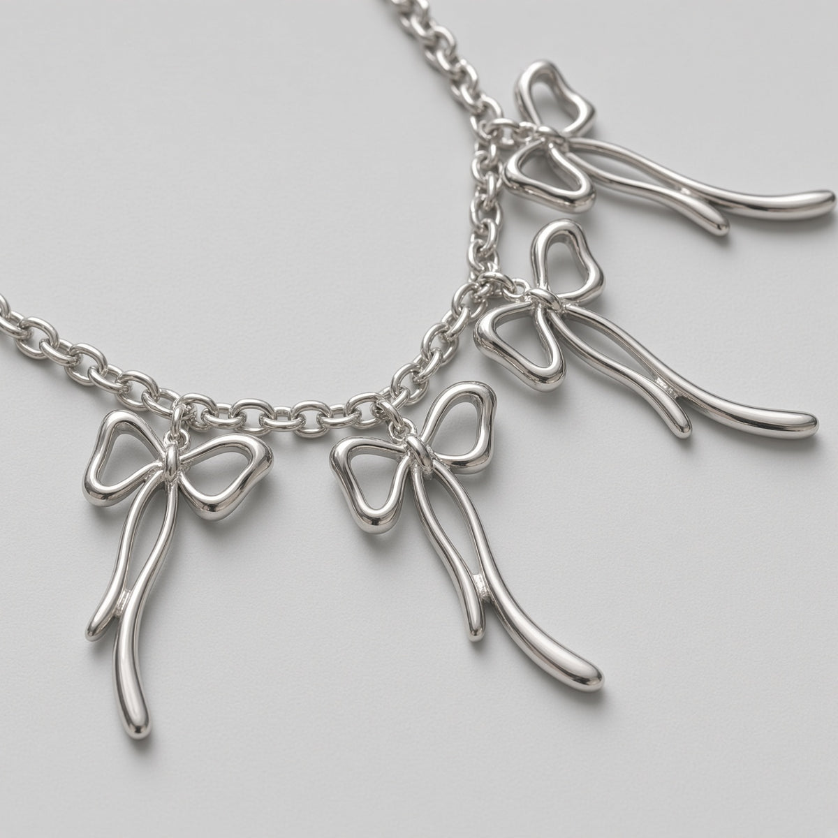 Five Bow Charm Chain Necklace