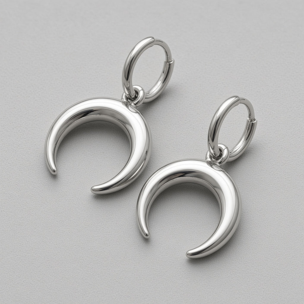 Crescent Horn Huggie Hoop Earrings
