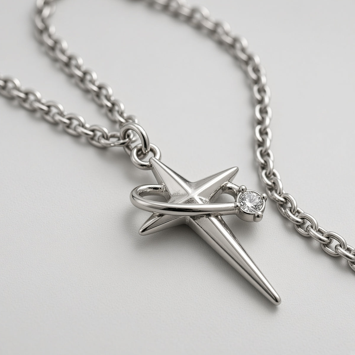 Crystal Orbit North Star Pendant Necklace