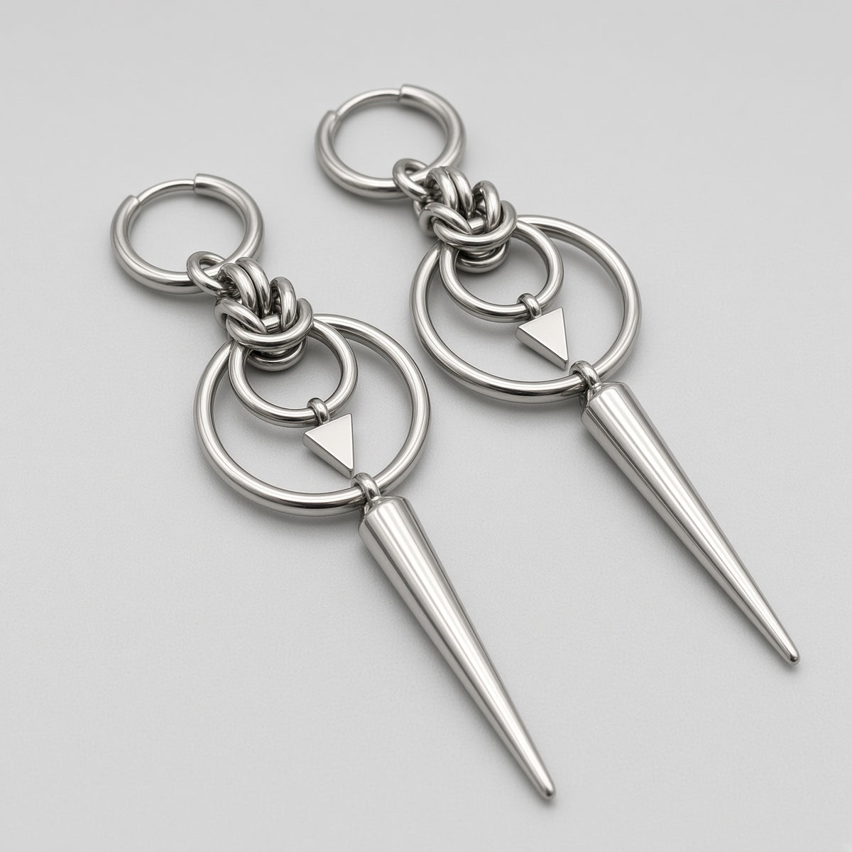 Double Ring Arrow & Long Spike Earrings