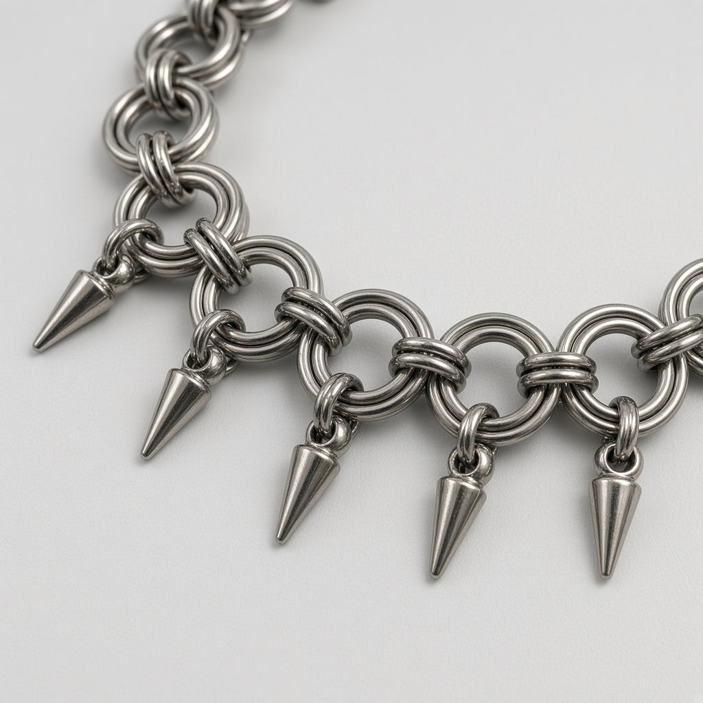 Five Fang Spike Chainmail Choker