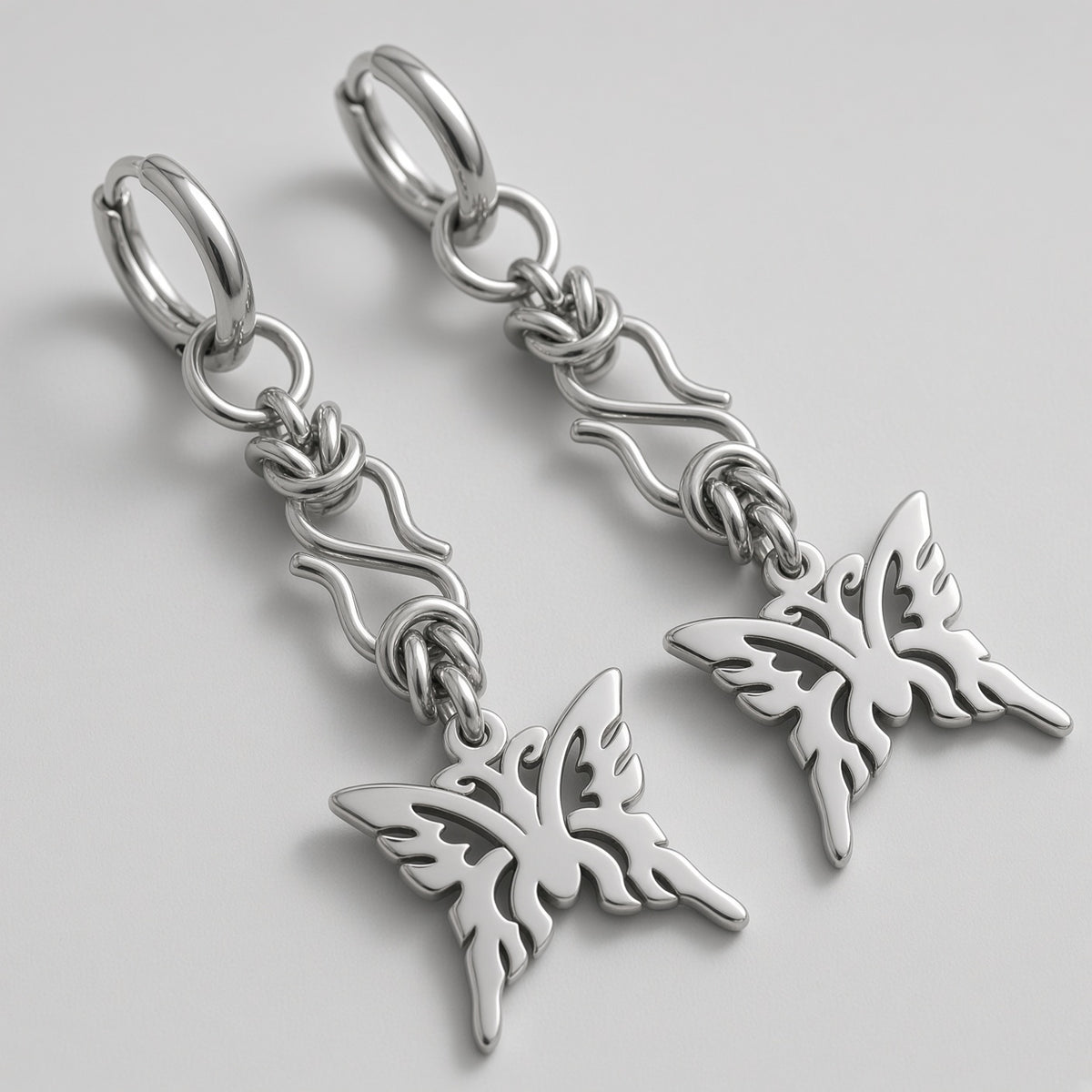 Wire Knot Tribal Butterfly Drop Earrings