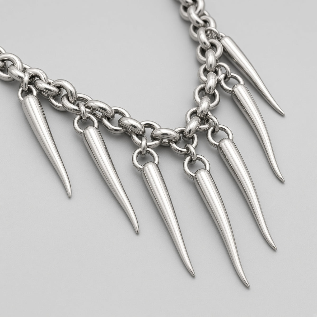 Claw Fringe Rolo Chain Statement Necklace