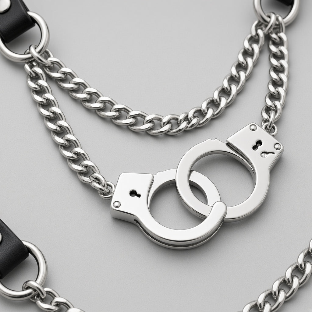 Interlocked Handcuff Layered Chain Choker
