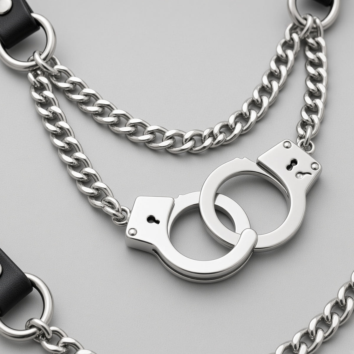 Interlocked Handcuff Layered Chain Choker