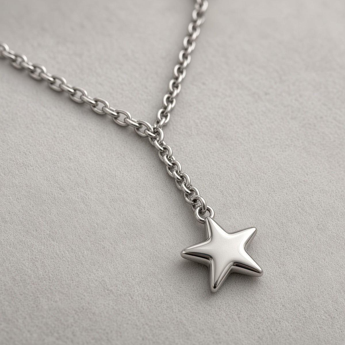 Puffy Star Drop Lariat Necklace