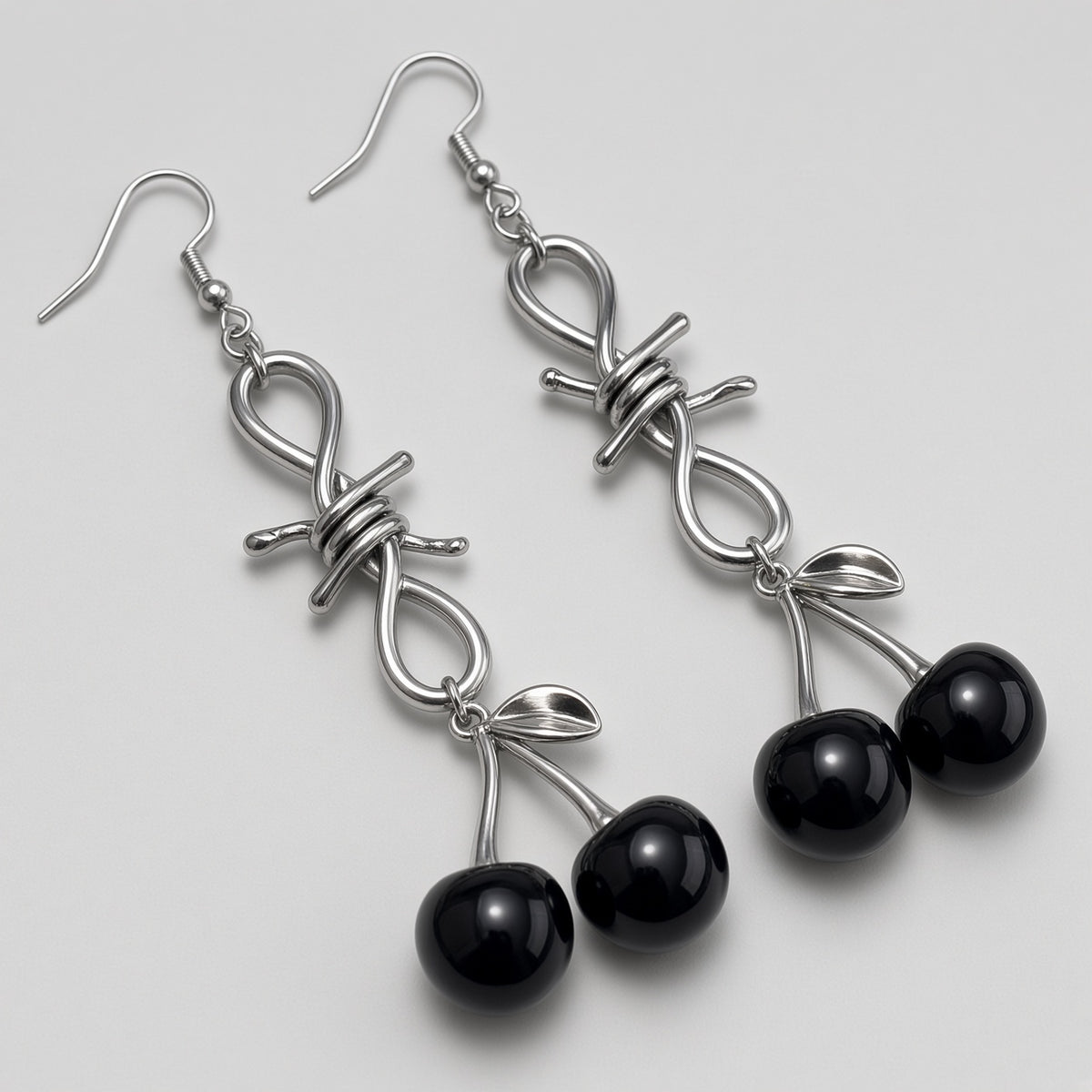Barbed Wire Black Cherry Drop Earrings