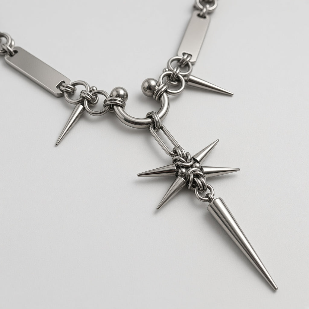Spiked Starburst Dagger Chainmail Necklace