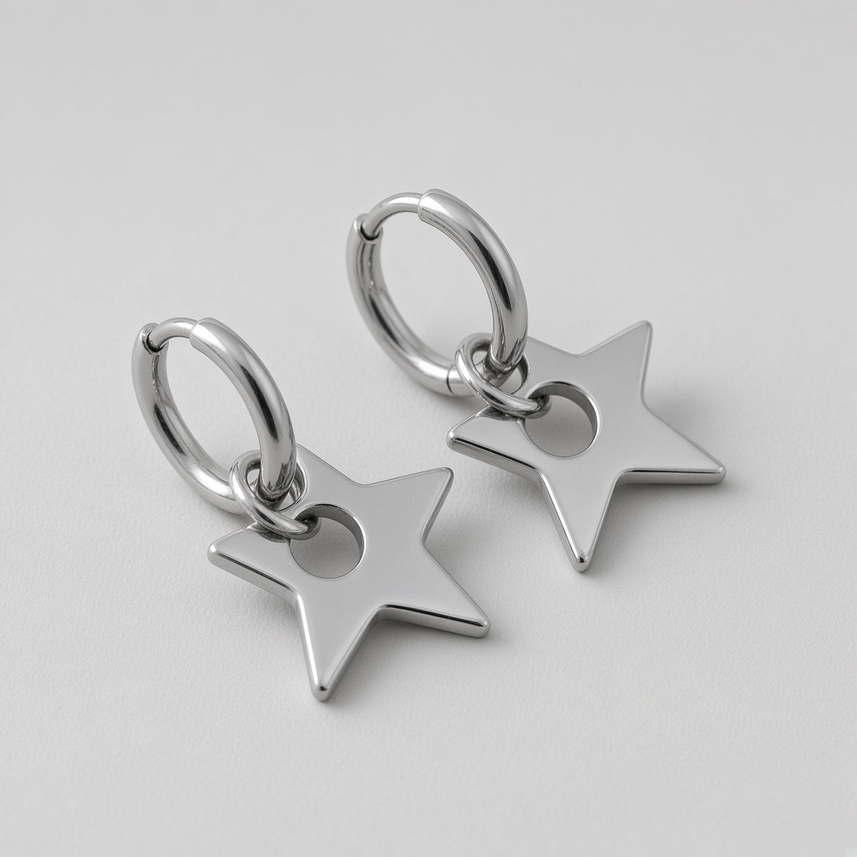 Chunky Mirror Star Huggie Earrings