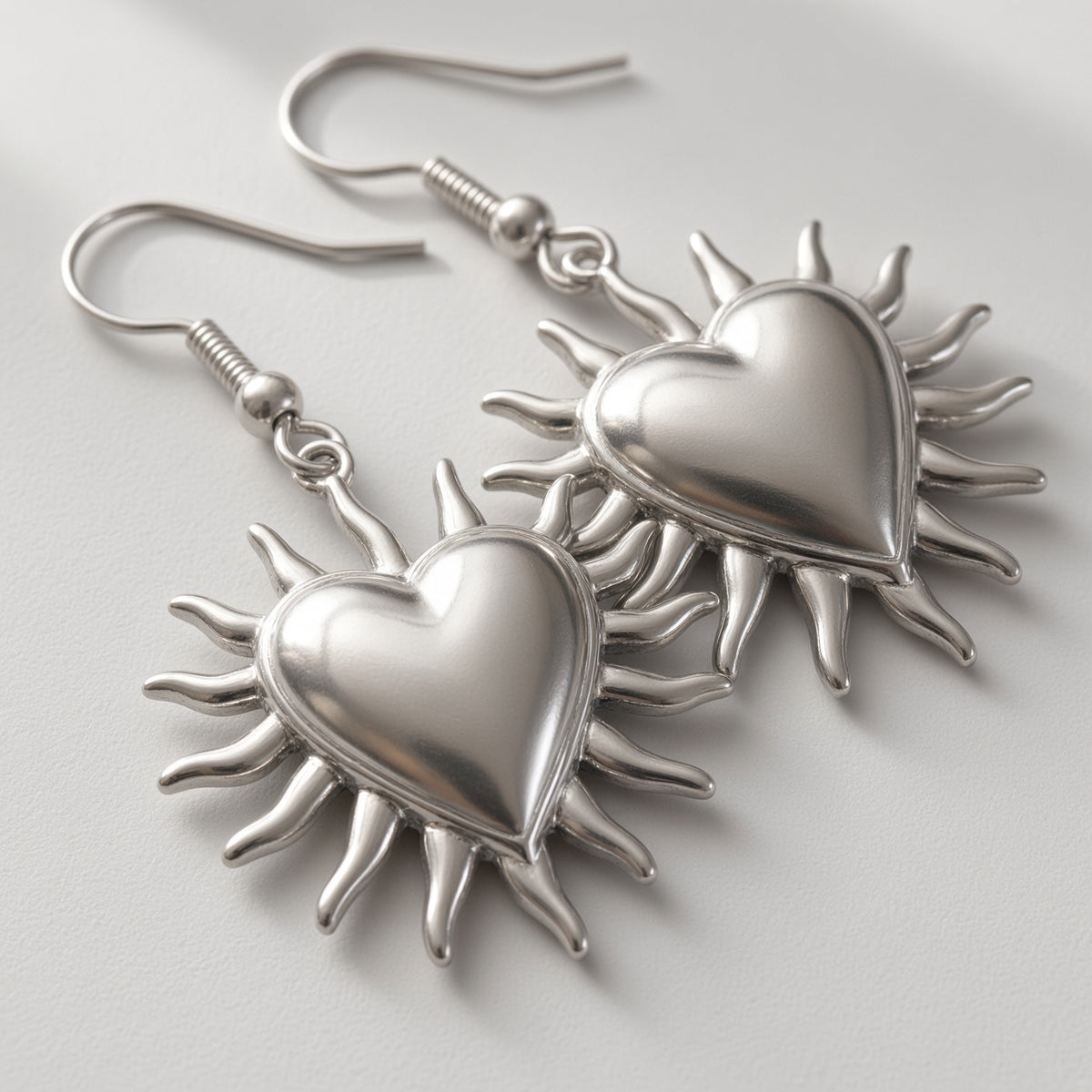 Flaming Sacred Heart Hook Earrings