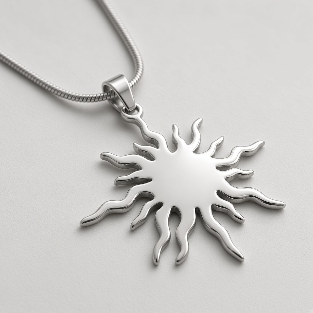Blazing Sun Pendant Snake Chain Necklace