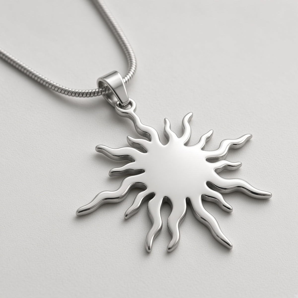 Blazing Sun Pendant Snake Chain Necklace