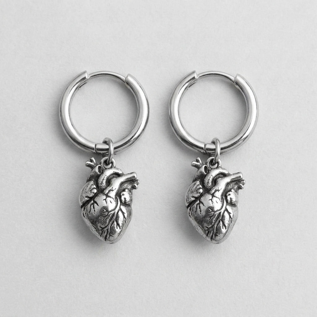 Heart Charm Hoop Earrings