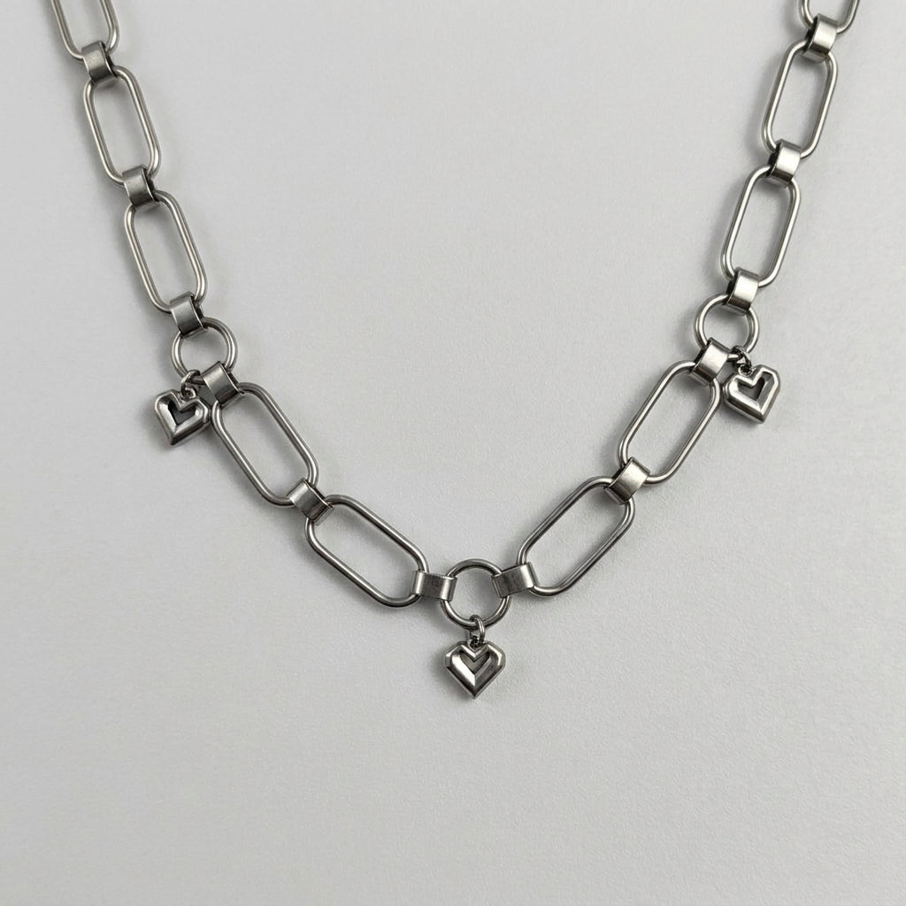Heart Charm Paperclip Necklace