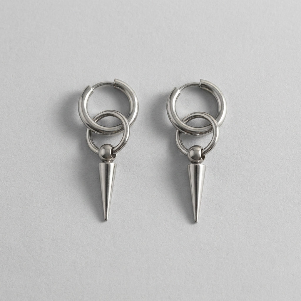 Interlocking Ring Spike Earrings