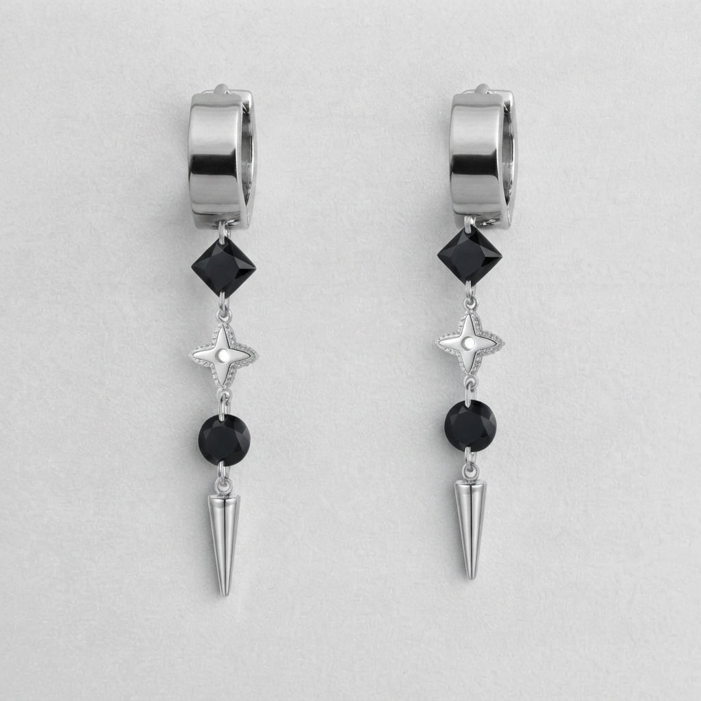 Layered Gem & Star Spike Earrings