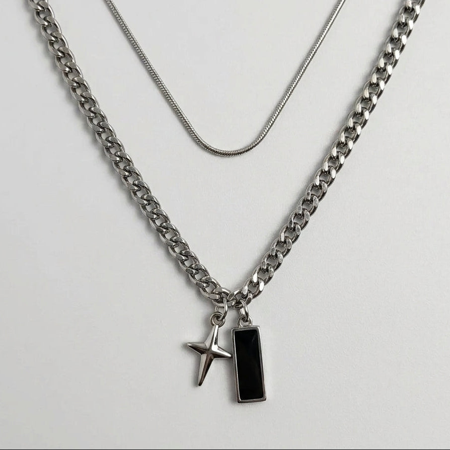 Layered Star & Bar Necklace