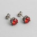 Gothic Red Crystal Round Stud Earrings