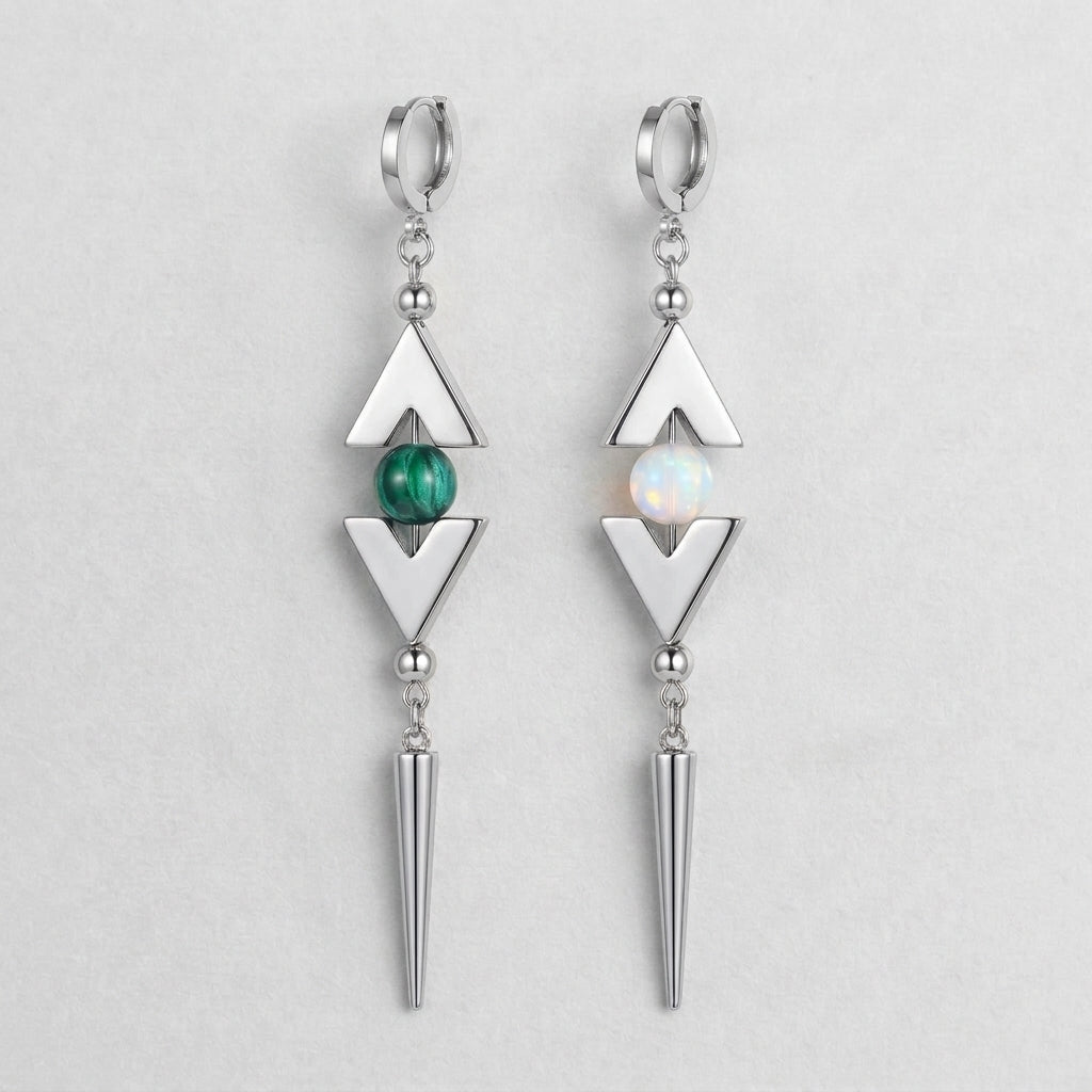 Mismatched Gemstone Arrow Earrings