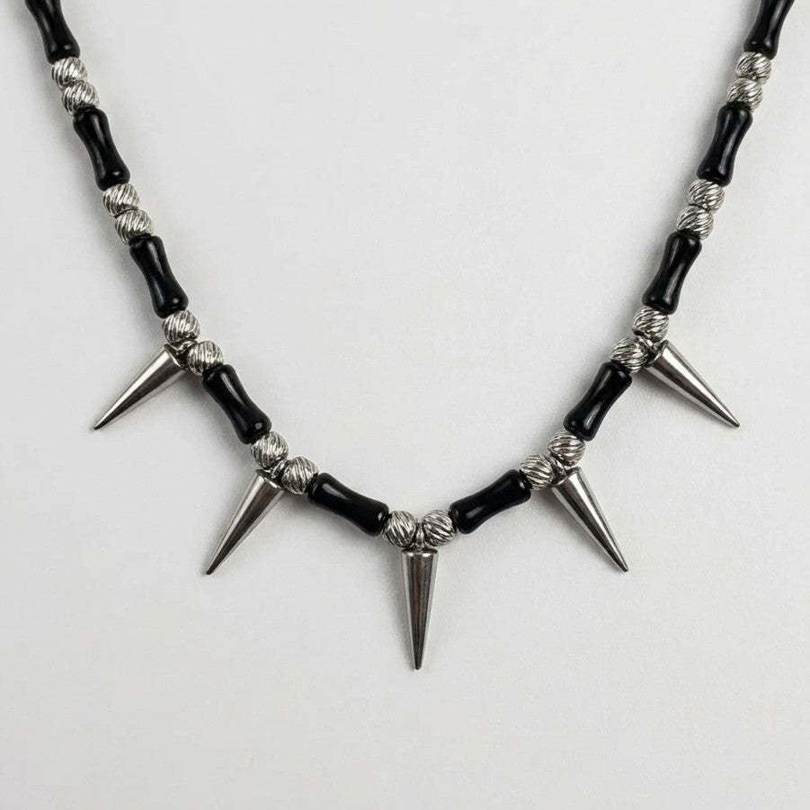 Onyx Bead Spike Necklace