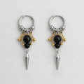 Onyx & Gold Bead Spike Earrings