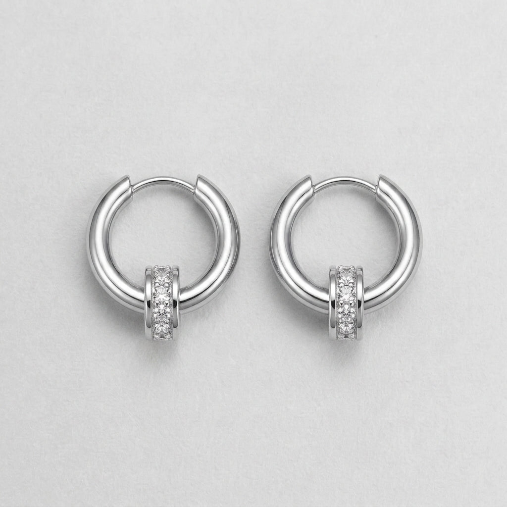 Pave Crystal Hoop Earrings