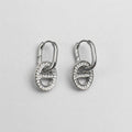 Pave Oval Link Drop Earrings