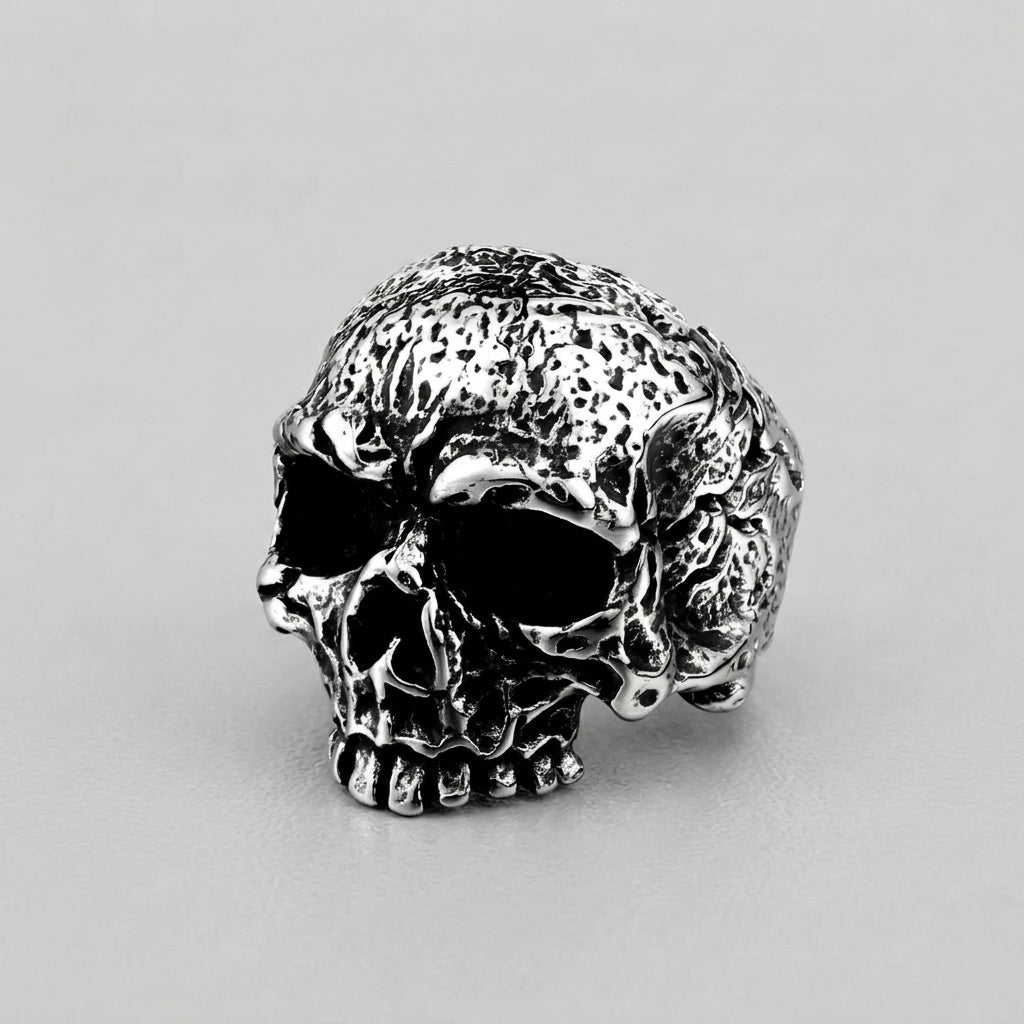 Weathered Warrior Skull Ring
