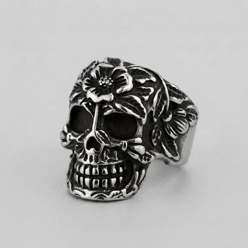 Blooming Skull Signet Ring