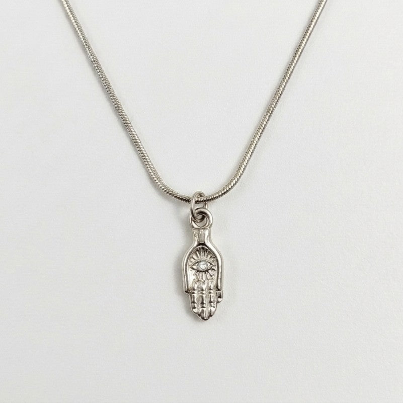Silver Hamsa Hand Necklace