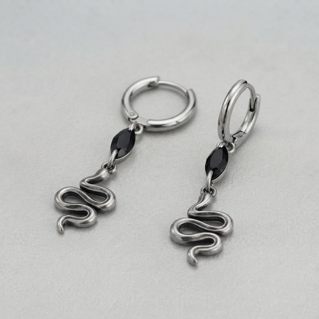 Snake Charm Drop Earrings