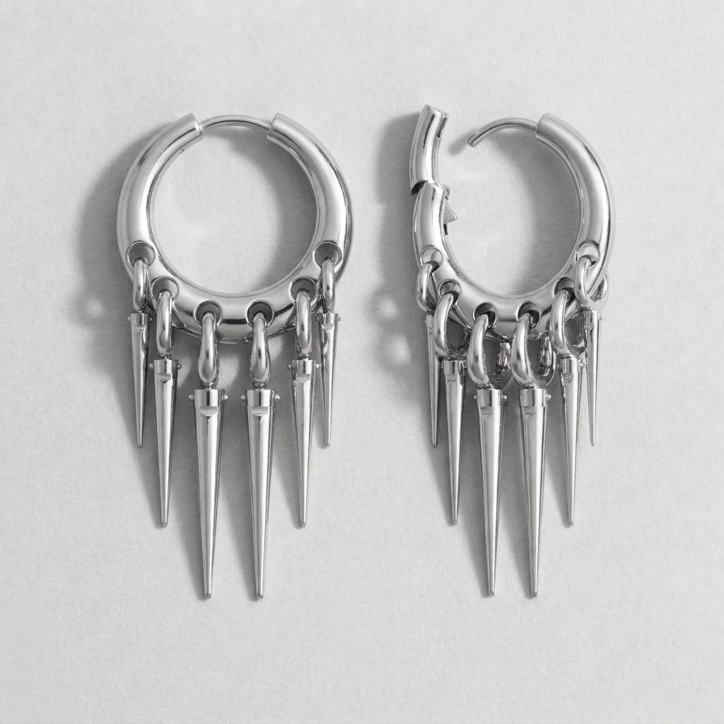 Spike Fringe Hoop Earrings