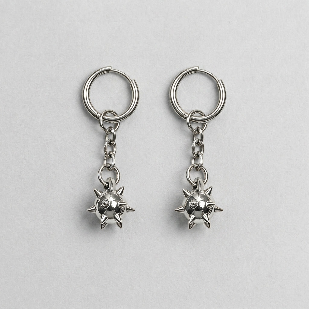 Spiked Mace Hoop Earrings