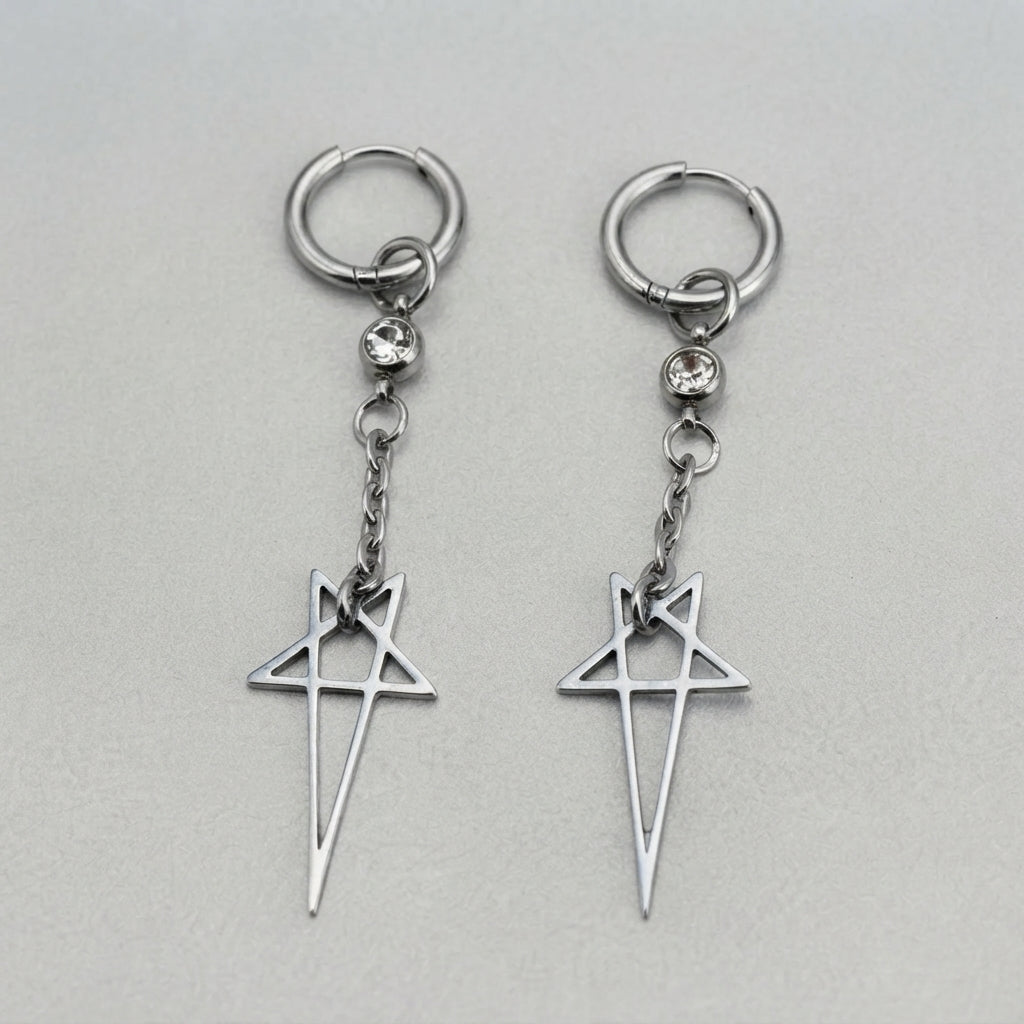 Star Charm Crystal Drop Earrings