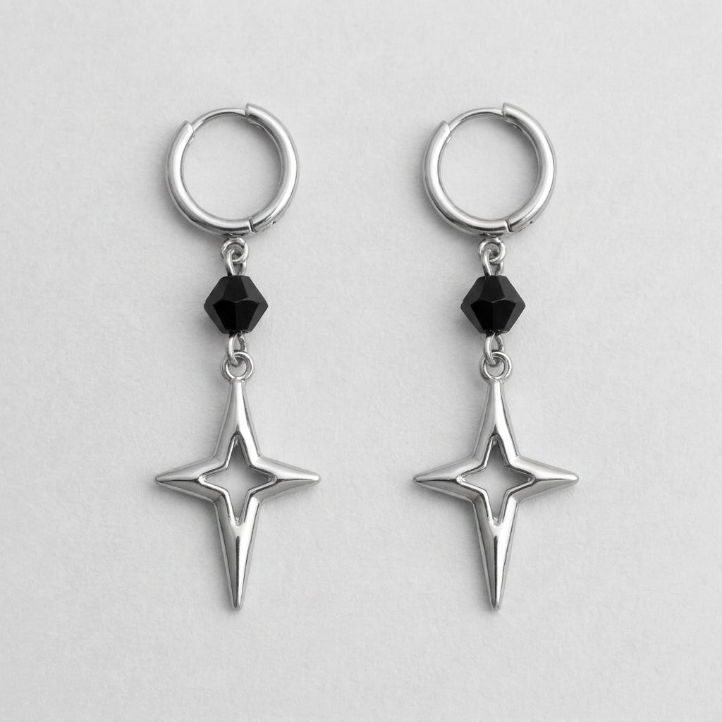 Star & Onyx Drop Earrings